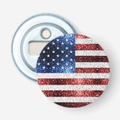 Amerikaanse vlag rode witte snuitjes button flesopener (Voorkant)