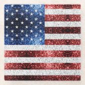 Amerikaanse vlag rode witte snuitjes glazen onderzetter (Voorkant)