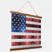 Amerikaanse vlag rode witte snuitjes hangend wandkleed (Gebogen)