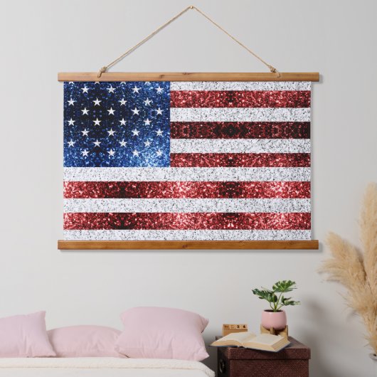 Amerikaanse vlag rode witte snuitjes hangend wandkleed (Slaapkamer)