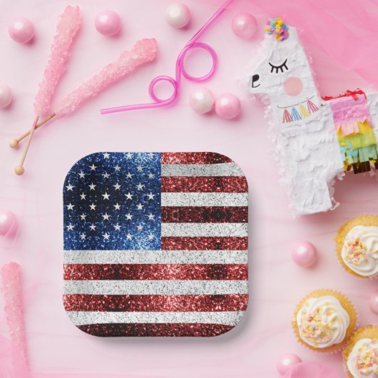 Amerikaanse vlag rode witte snuitjes papieren bordje (Feest)