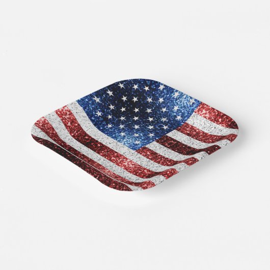 Amerikaanse vlag rode witte snuitjes papieren bordje (Gebogen)