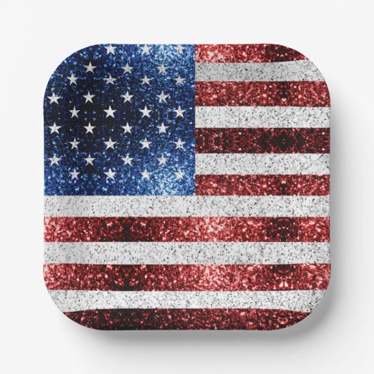 Amerikaanse vlag rode witte snuitjes papieren bordje (Voorkant)