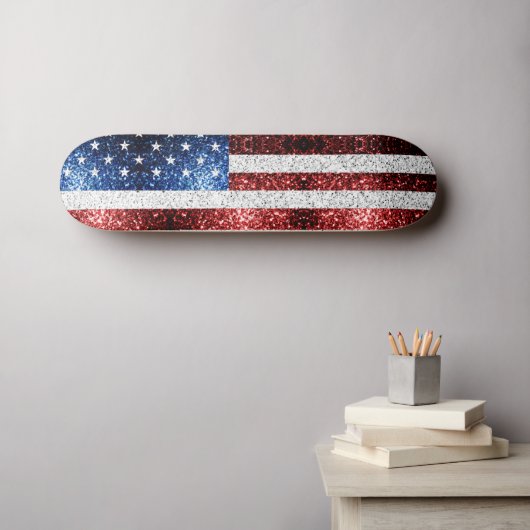 Amerikaanse vlag rode witte snuitjes persoonlijk skateboard (Muurkunst (Horizontaal))