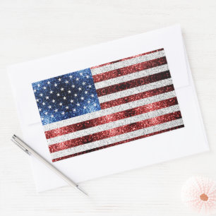 Amerikaanse vlag rode witte snuitjes rechthoekige sticker