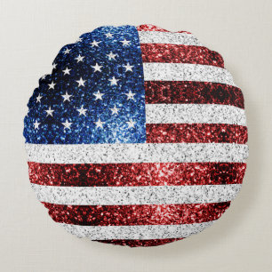 Amerikaanse vlag rode witte snuitjes rond kussen