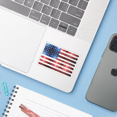 Amerikaanse vlag rode witte snuitjes sticker (Laptop met iPhone)