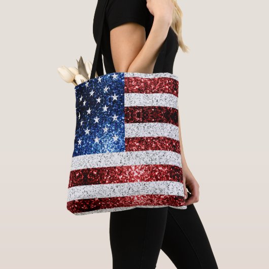 Amerikaanse vlag rode witte snuitjes tote bag (Dichtbij)