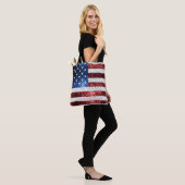 Amerikaanse vlag rode witte snuitjes tote bag (Op model)