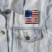 Amerikaanse vlag rode witte snuitjes vierkante button 5,1 cm (In situ)