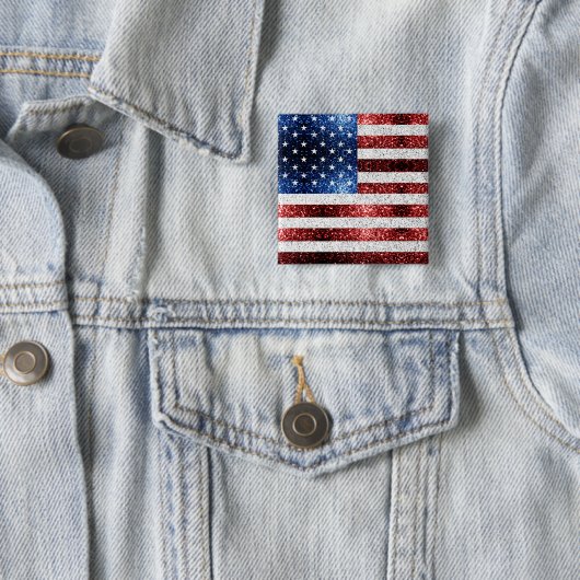 Amerikaanse vlag rode witte snuitjes vierkante button 5,1 cm (In situ)