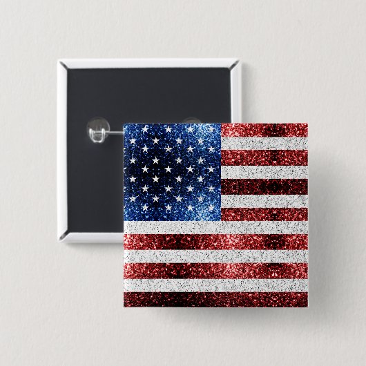 Amerikaanse vlag rode witte snuitjes vierkante button 5,1 cm (Voorkant /achterkant)