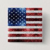 Amerikaanse vlag rode witte snuitjes vierkante button 5,1 cm (Voorkant)
