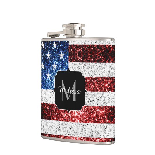 Amerikaanse vlag rode witte spinkelaar heupfles (Links)