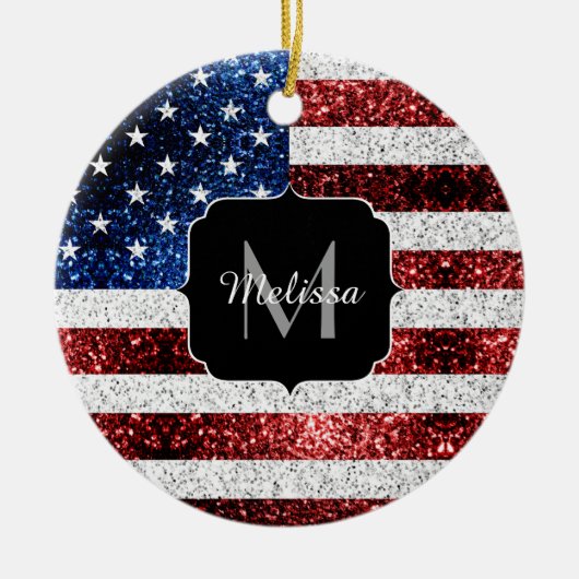 Amerikaanse vlag rode witte spinkelaar keramisch ornament (Voorkant)