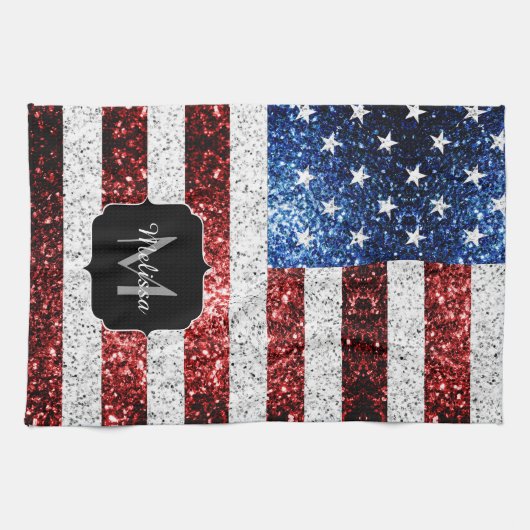 Amerikaanse vlag rode witte spinkelaar theedoek (Horizontaal)