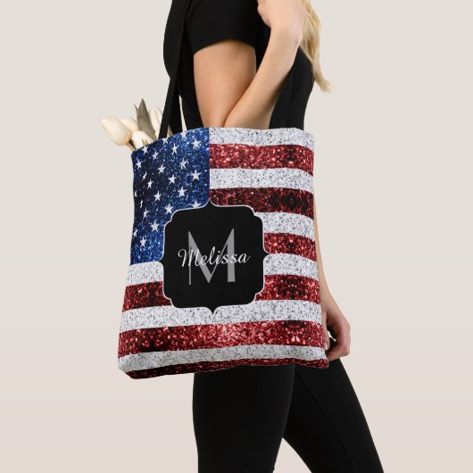 Amerikaanse vlag rode witte spinkelaar tote bag (Dichtbij)