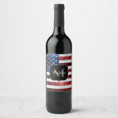 Amerikaanse vlag rode witte spinkelaar wijn etiket (Voorkant)