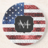 Amerikaanse vlag rode witte spinkelaar zandsteen onderzetter (Voorkant)