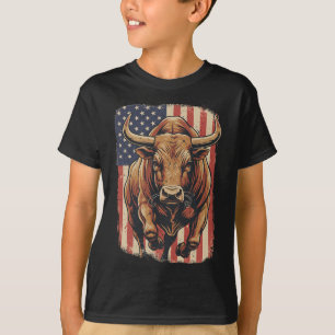 Amerikaanse Vlag Rodeo Usa Cowboy Stier Rijder Wes T-shirt