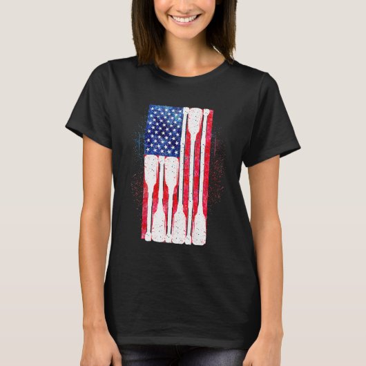 Amerikaanse vlag roeiboot Schattige Amerikaanse ro T-shirt (Voorkant)