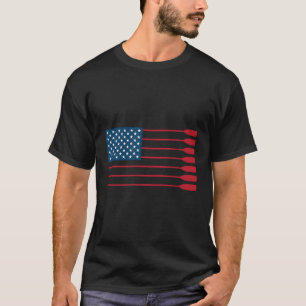 Amerikaanse vlag roeien roeiboot peddel roeiers t-shirt