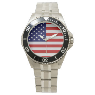 Amerikaanse vlag Roestvrij staal Horloge