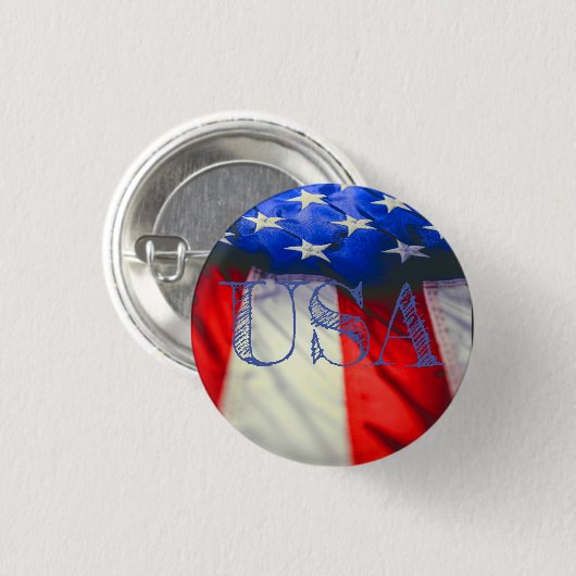 Amerikaanse vlag ronde button 3,2 cm (Voorkant /achterkant)