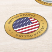 Amerikaanse vlag ronde kartonnen onderzetter (Gebogen)