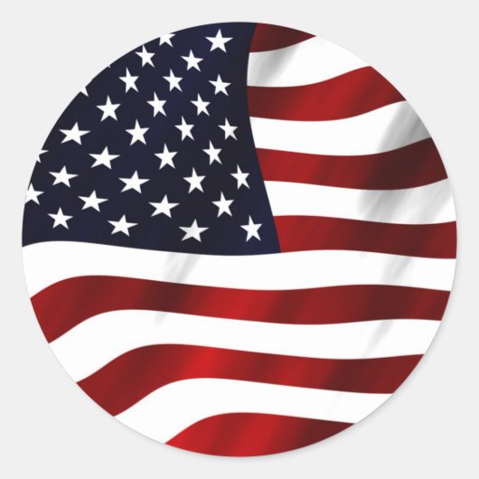 Amerikaanse vlag ronde sticker (Voorkant)