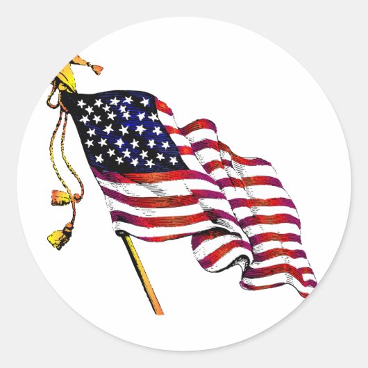 Amerikaanse vlag ronde sticker (Voorkant)