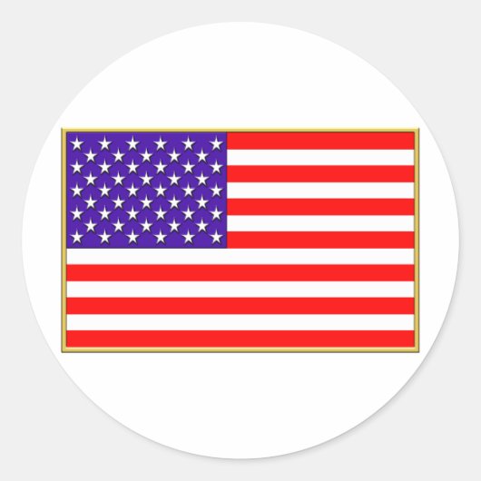 Amerikaanse vlag ronde sticker (Voorkant)