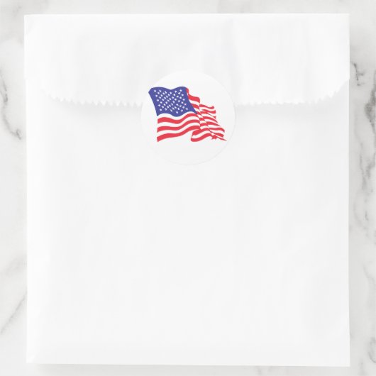 Amerikaanse vlag ronde sticker (Tas)