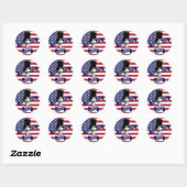 Amerikaanse vlag ronde sticker (Vel)