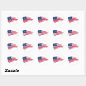 Amerikaanse vlag ronde sticker (Vel)