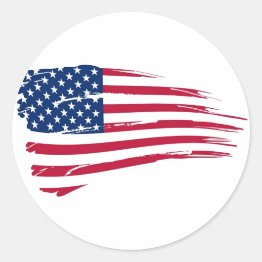 Amerikaanse vlag ronde sticker (Voorkant)