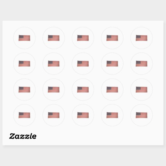 Amerikaanse vlag ronde sticker (Vel)