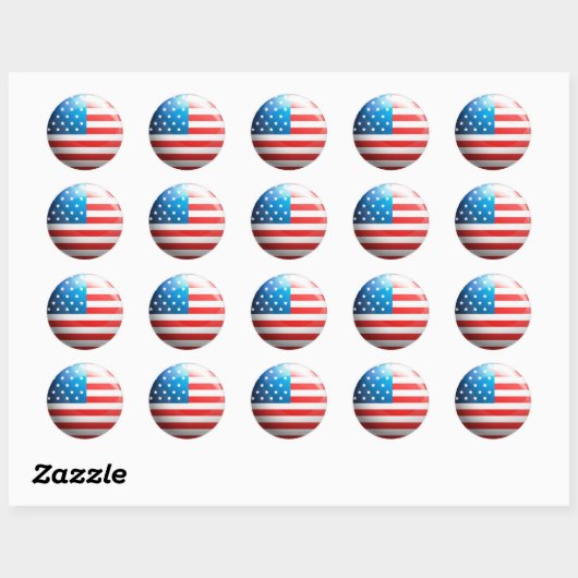 "Amerikaanse vlag" Ronde Sticker (Vel)