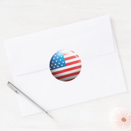 "Amerikaanse vlag" Ronde Sticker (Envelop)