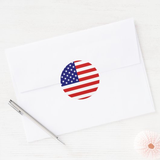 Amerikaanse vlag ronde sticker (Envelop)