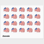 Amerikaanse vlag ronde sticker (Vel)