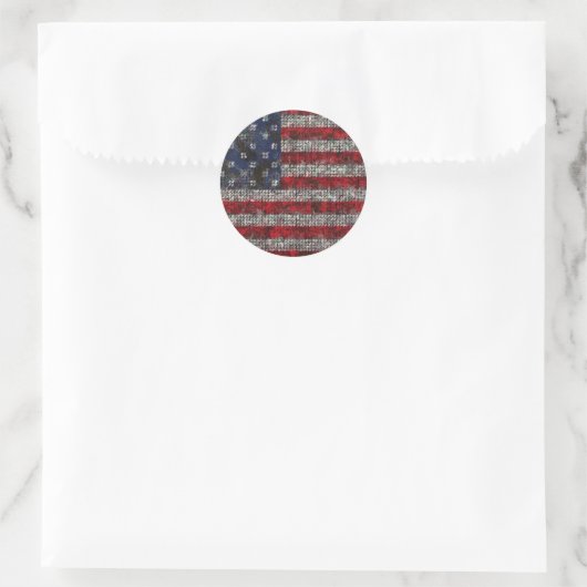 Amerikaanse vlag ronde sticker (Tas)