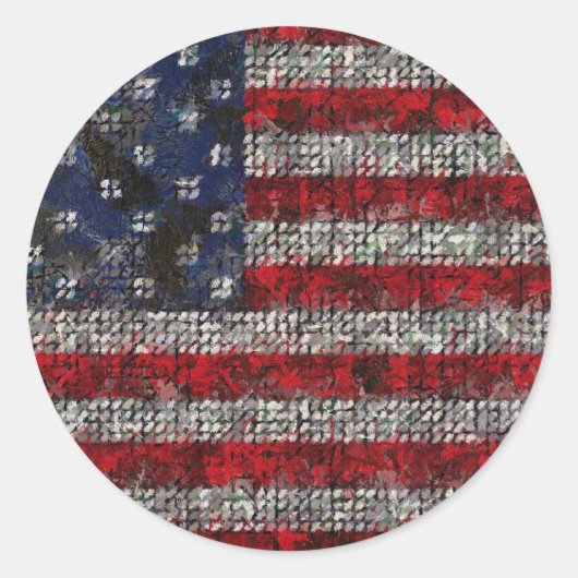 Amerikaanse vlag ronde sticker (Voorkant)