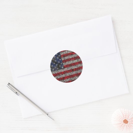 Amerikaanse vlag ronde sticker (Envelop)