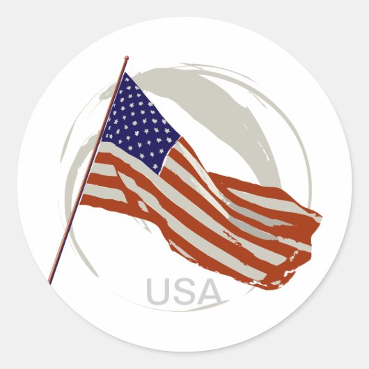 Amerikaanse vlag ronde sticker (Voorkant)
