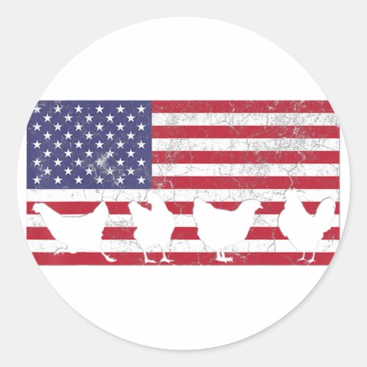 Amerikaanse vlag ronde sticker (Voorkant)