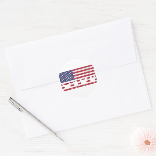 Amerikaanse vlag ronde sticker (Envelop)