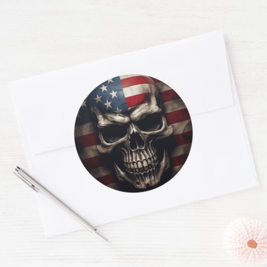 Amerikaanse vlag ronde sticker (Envelop)