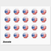 Amerikaanse vlag ronde sticker (Vel)