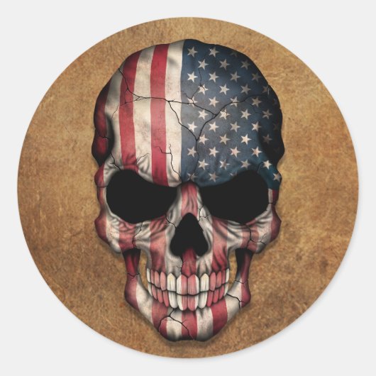 Amerikaanse vlag ronde sticker (Voorkant)